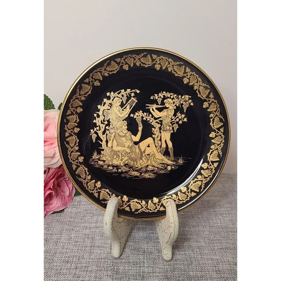 Small Decorative Collectible Handmade Greece 24K Gold Black Greek Gods, 6" - Picture 1 of 5